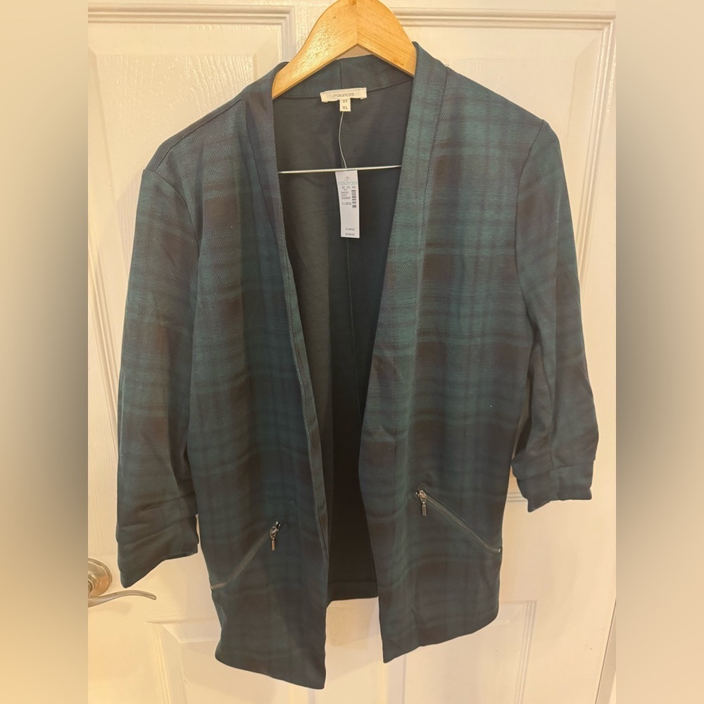 Maurices Blackwatch Plaid Open-Front Jacket